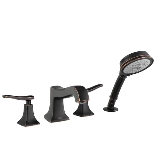 Hansgrohe Metris C 2-Handle Deck Mount Roman Tub Faucet with Hand Shower in Rubbed Bronze