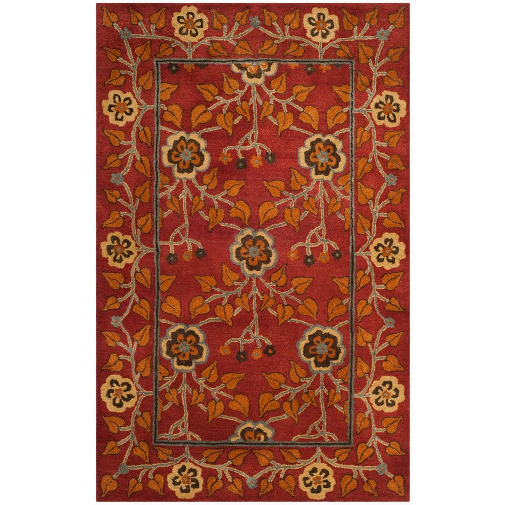 Handmade Red Wool 6' x 9' Tufted Area Rug