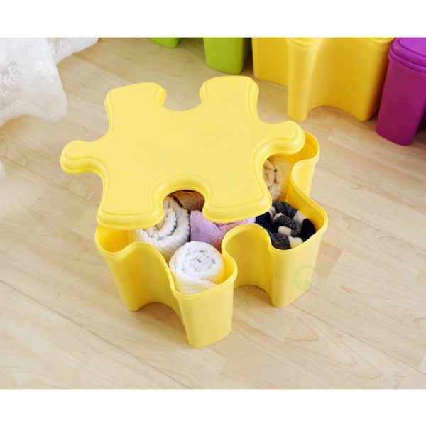 Basicwise Yellow Toy Storage Box Small QI003221S.Y - The Home Depot