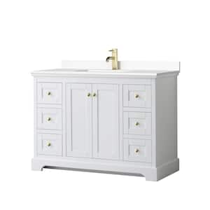 Avery 48 in. W x 22 in. D x 35 in. H Single Sink Bath Vanity in White with White Cultured Marble Top