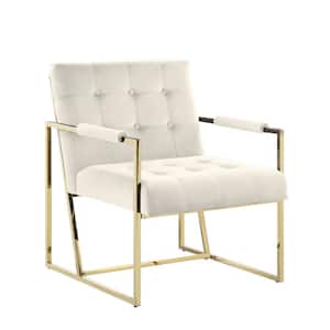 Luxor Beige Velvet Modern Accent Chair in Gold