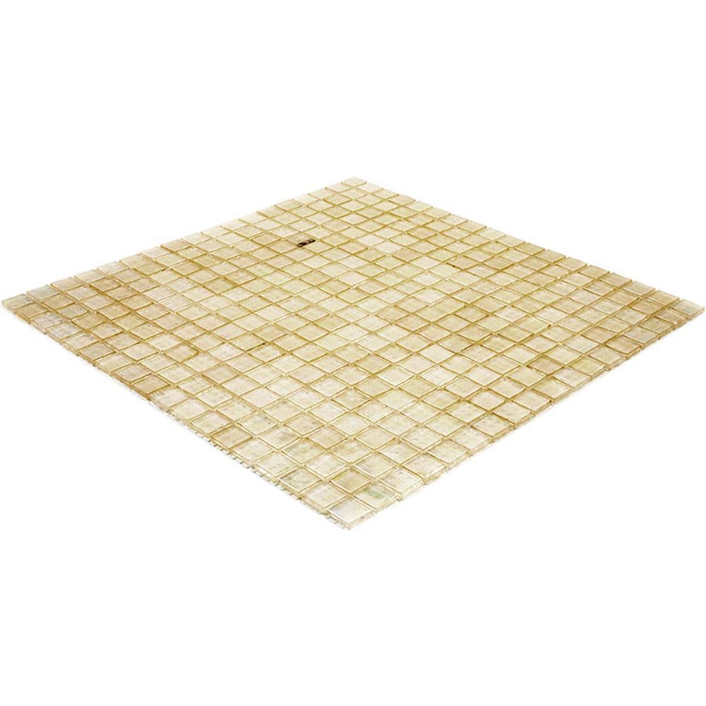Light Fawn Beige Glossy Glass Mosaic Wall and Floor Tile