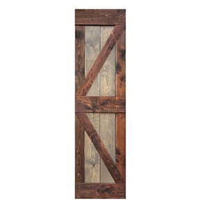 K Style 24 in. x 84 in. Brown/Walnut Finished Solid Wood Sliding Barn Door Slab - Hardware Kit Not Included