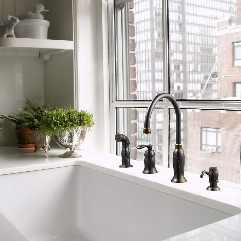 Oil Rubbed Bronze Kitchen Faucet with Sprayer and Soap Dispenser