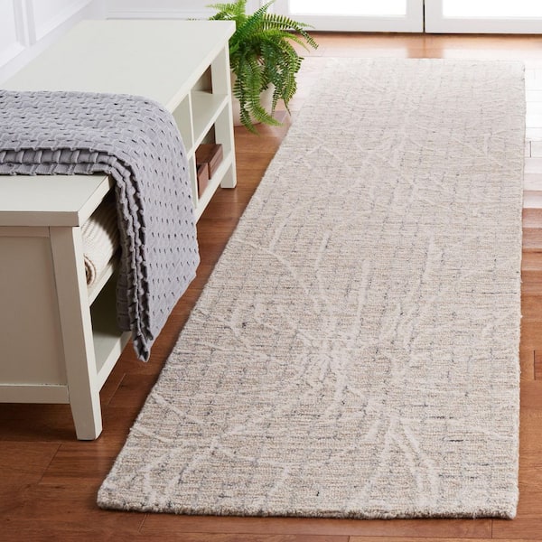 Metro 2 ft. x 9 ft. Beige/Ivory Floral Crosstitch Runner Rug