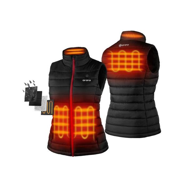 ORORO Women's Large Black 7.2Volt LithiumIon Lightweight Heated Vest with (1) 5.2 Ah Battery