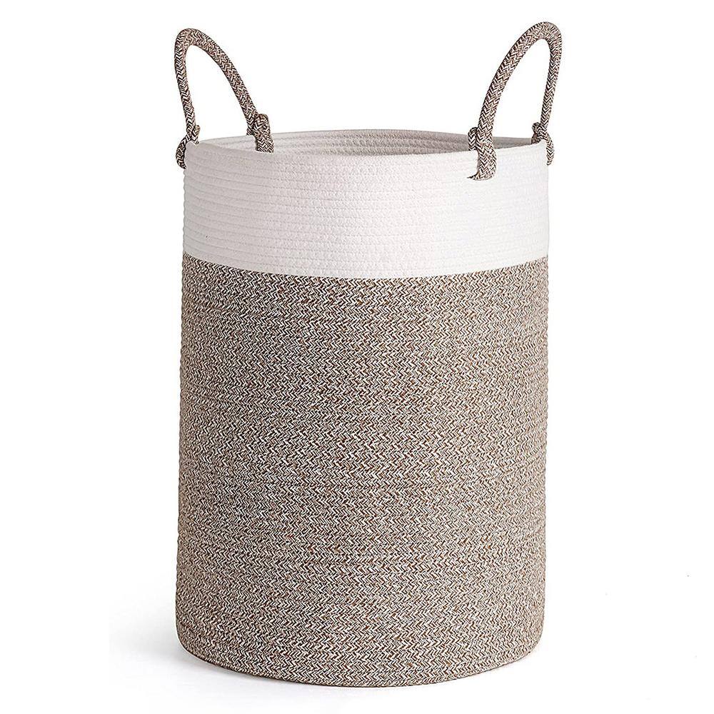 13.8 in. W x 13.8 in. D x 19.7 in. H Jute Laundry Basket Hamper Light ...