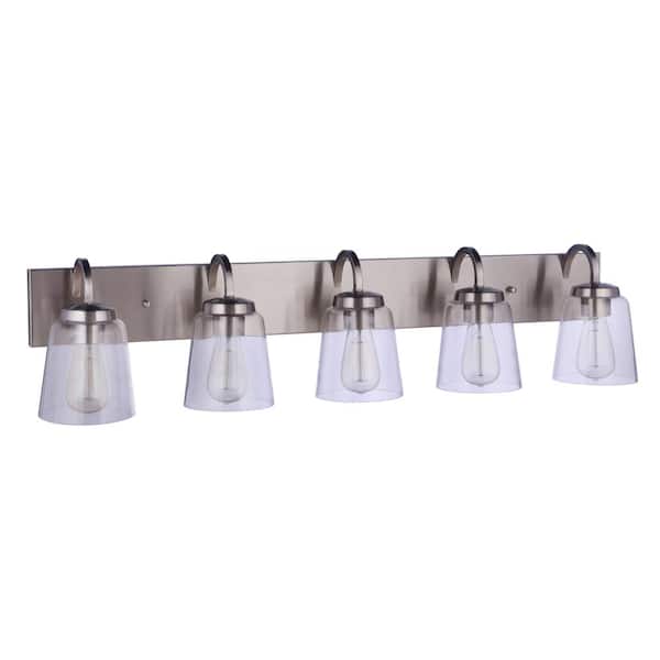 CRAFTMADE Elsa 39.5 in. 5-Light Brushed Polished Nickel Finish Vanity Light with Clear Glass Shade