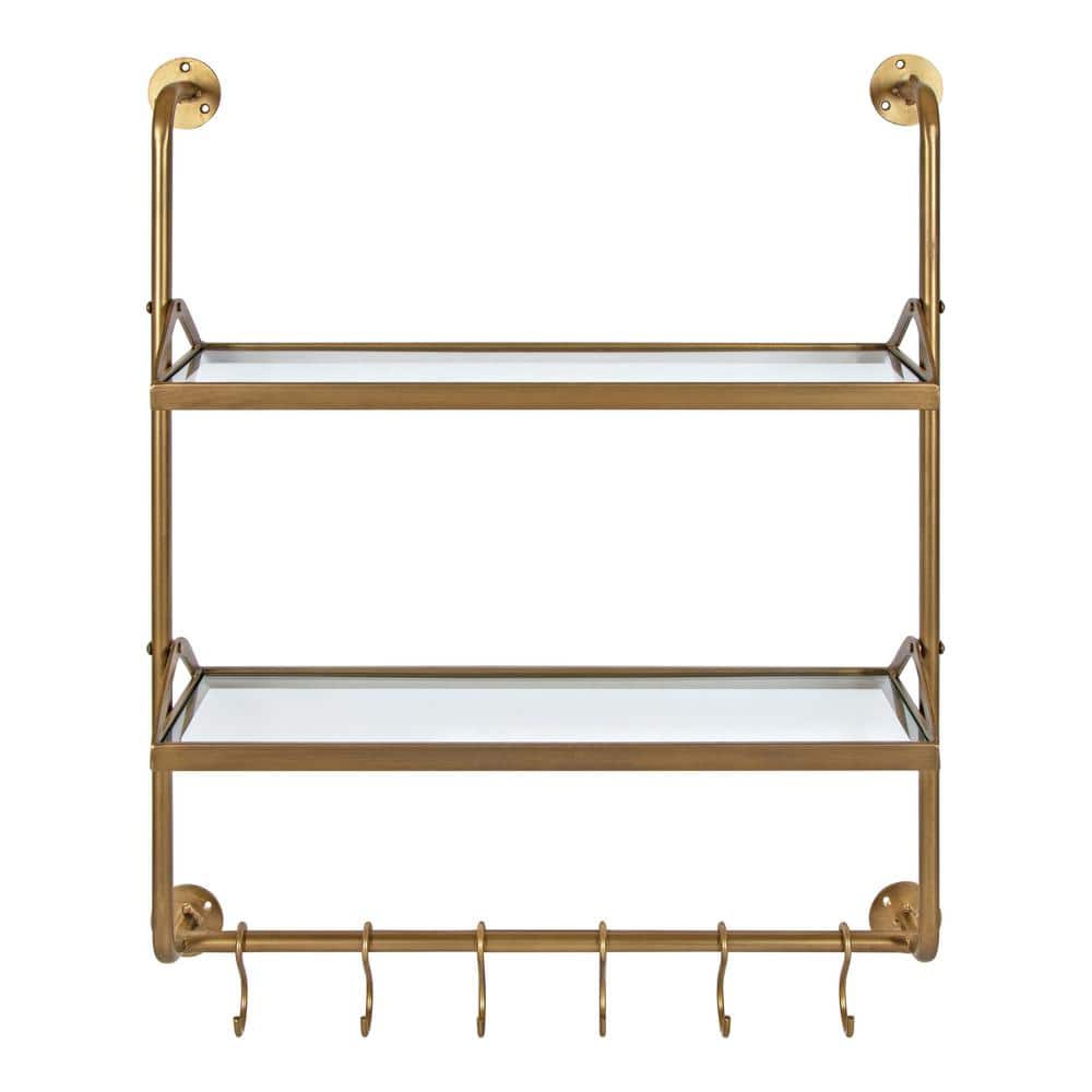 Marit Gold Luxe 28" Floating Wall Shelf with Glass Tiers