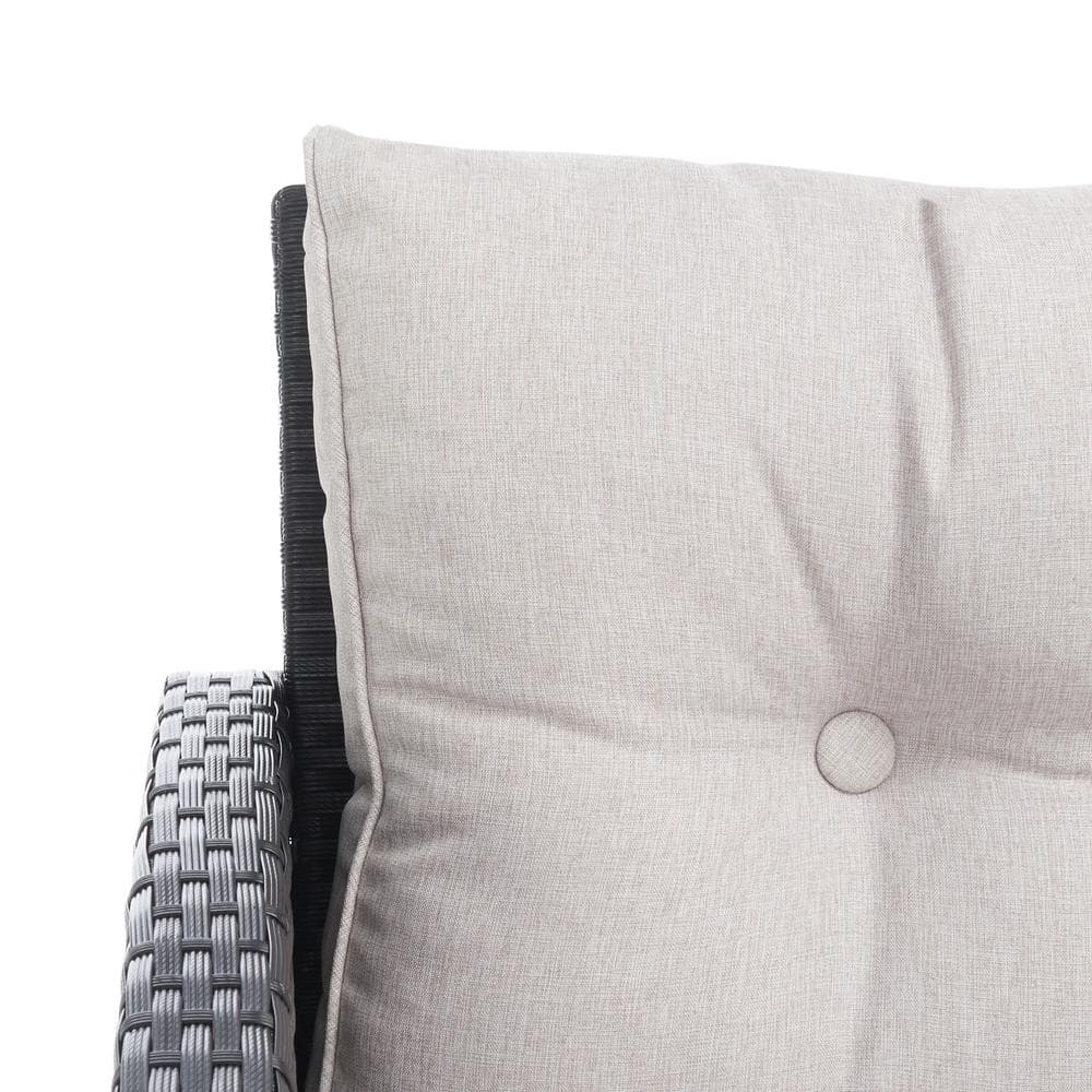 Vellor Black and Light Grey Wicker 4-Piece Patio Conversation Set