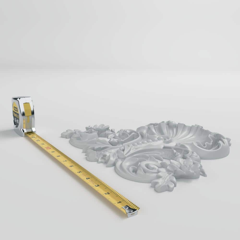 White Polyurethane Shell Center Onlay Scroll 10.5'' H x 12'' W