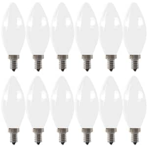40-Watt Equivalent B10 E12 Candelabra Dimmable Filament CEC Frosted Glass Chandelier LED Light Bulb, Daylight (12-Pack)