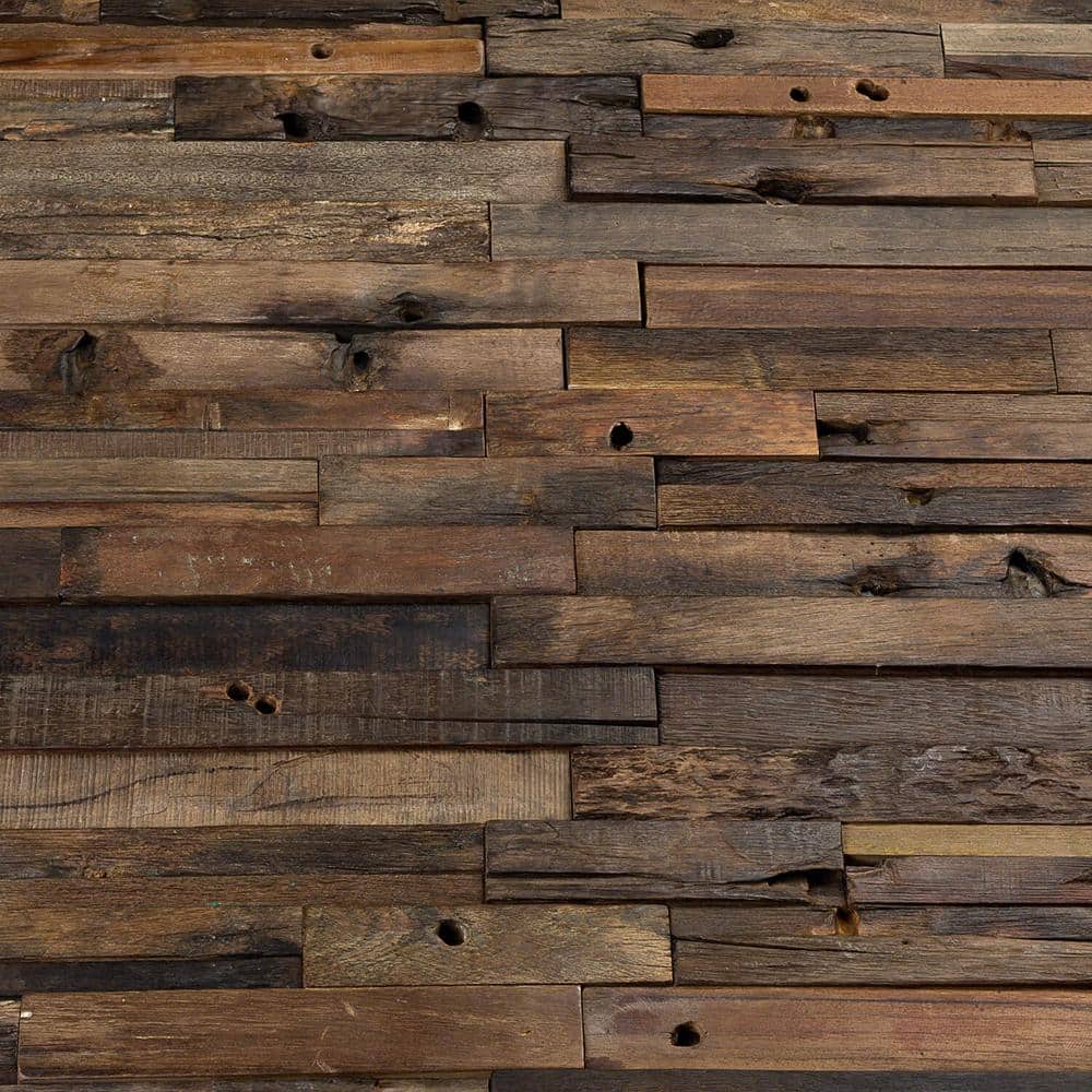 24" x 12" Natural Brown Reclaimed Wood Mosaic Tile