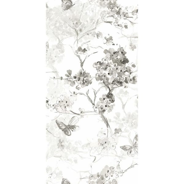 RoomMates Grey and White Spring Cherry Blossoms Peel and Stick Wallpaper (Covers 28.29 sq. ft.)