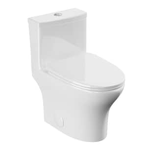 16 In Comfort Height Toilet One-Piece 0.8/1.28 GPF Dual Flush Elongated Toilet in White