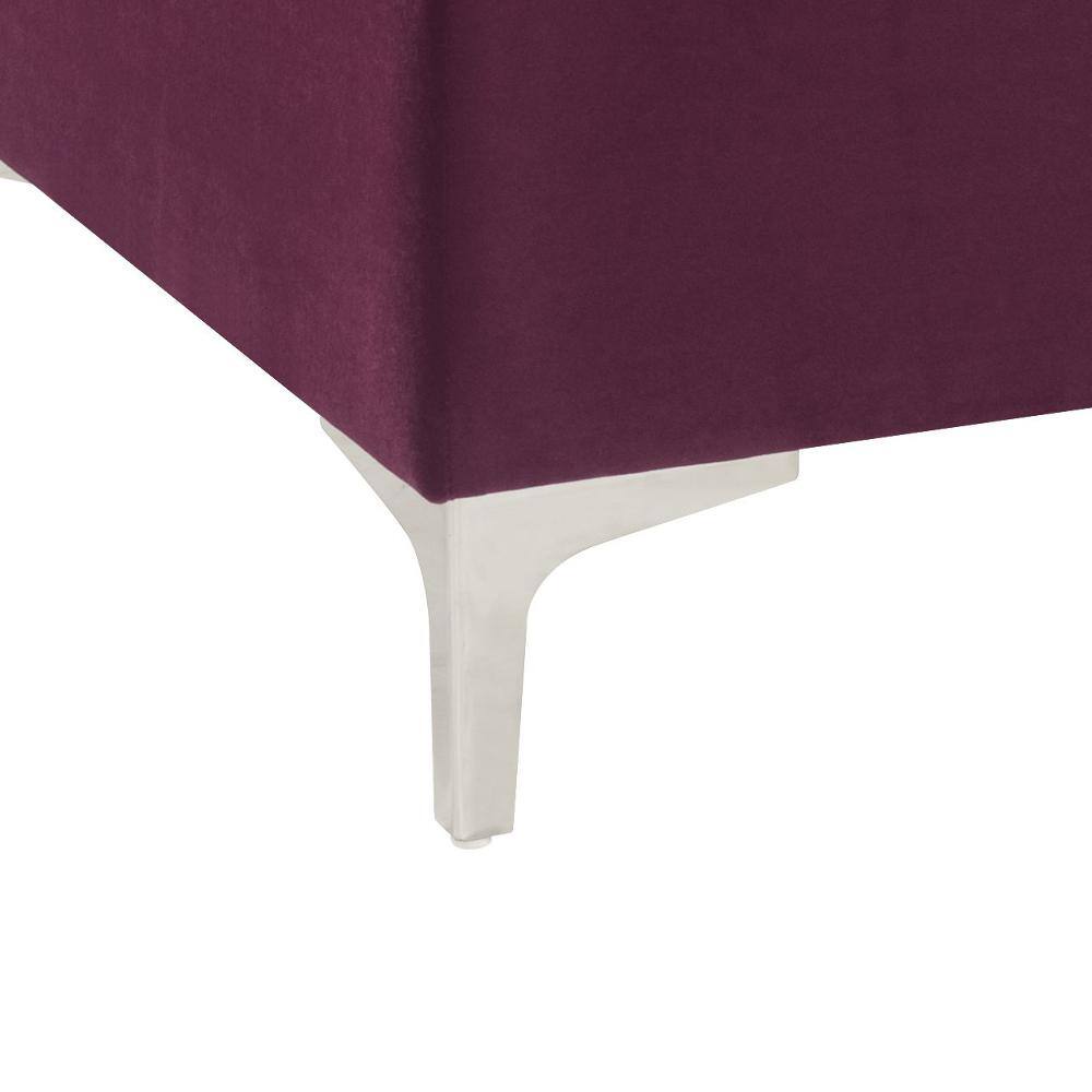 Jaszira Luxurious Burgundy Velvet Tufted Ottoman