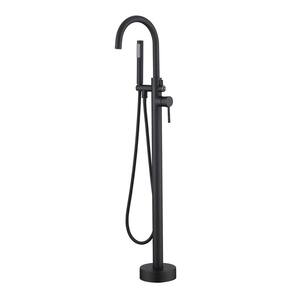 Single-Handle Bathroom Freestanding Tub Faucet with Hand Shower in Matte Black