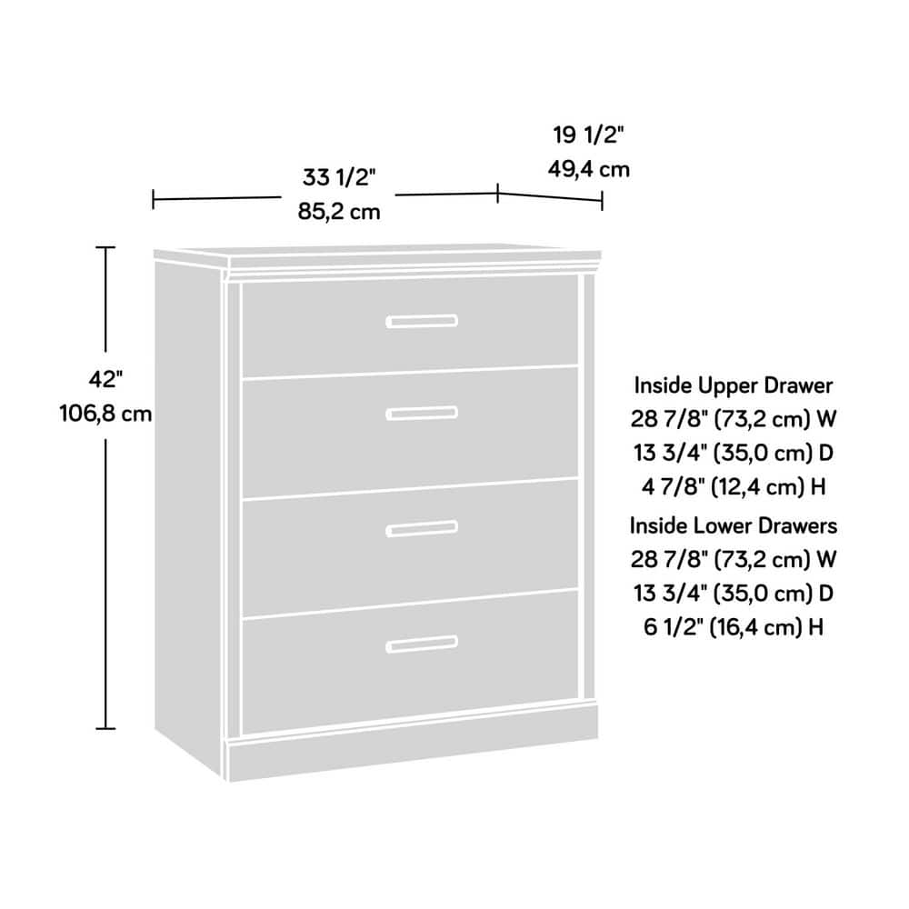 Prime Oak Cottage Style 4-Drawer Dresser with Black Handles