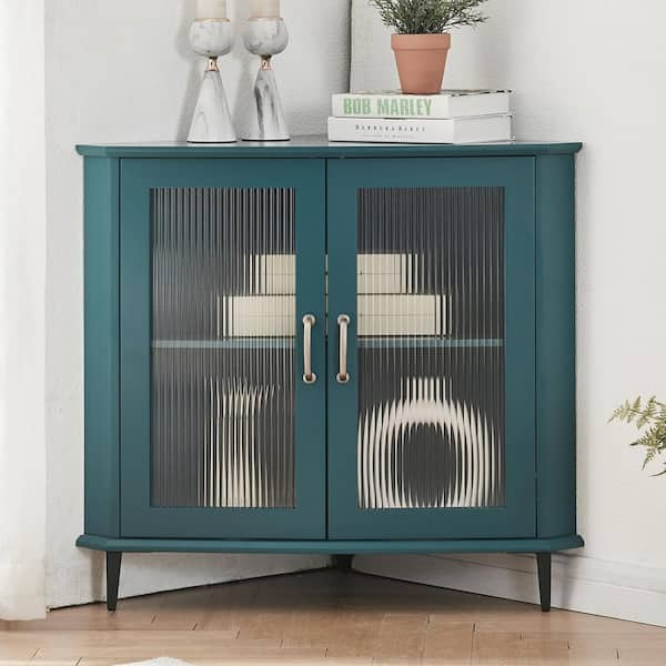 Turquoise store corner cabinet