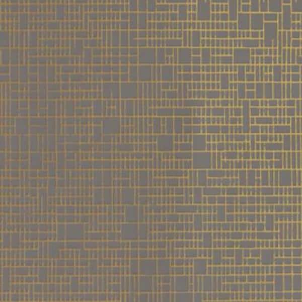 Taupe and Gold Geometric Nonwoven Wallpaper Roll