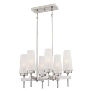 Chaddsford 6-Light Brushed Nickel Chandelier with Frosted Glass Shades