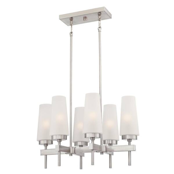 Westinghouse Chaddsford 6-Light Brushed Nickel Chandelier with Frosted Glass Shades