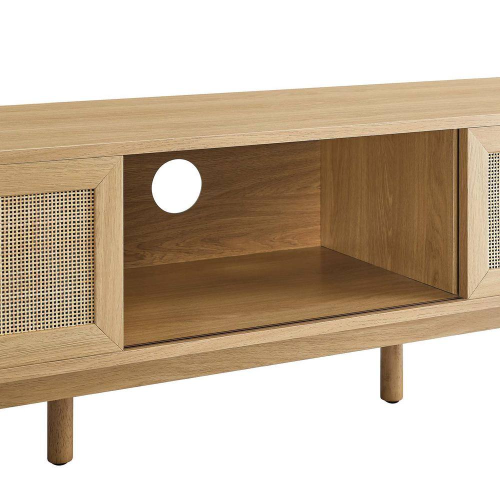 Soma 60" Oak TV Stand with Rattan Sliding Doors