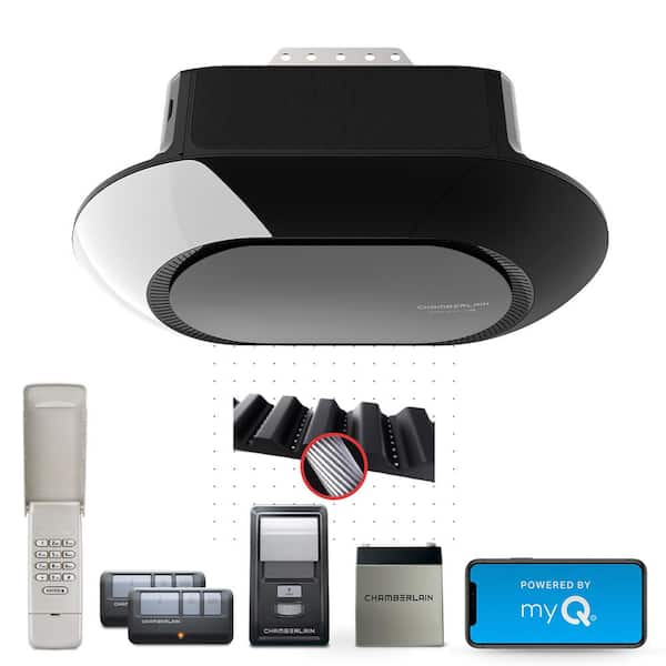 3/4 HP LED Smart Quiet Belt Drive Garage Door Opener with Battery Backup and myQ Video Keypad