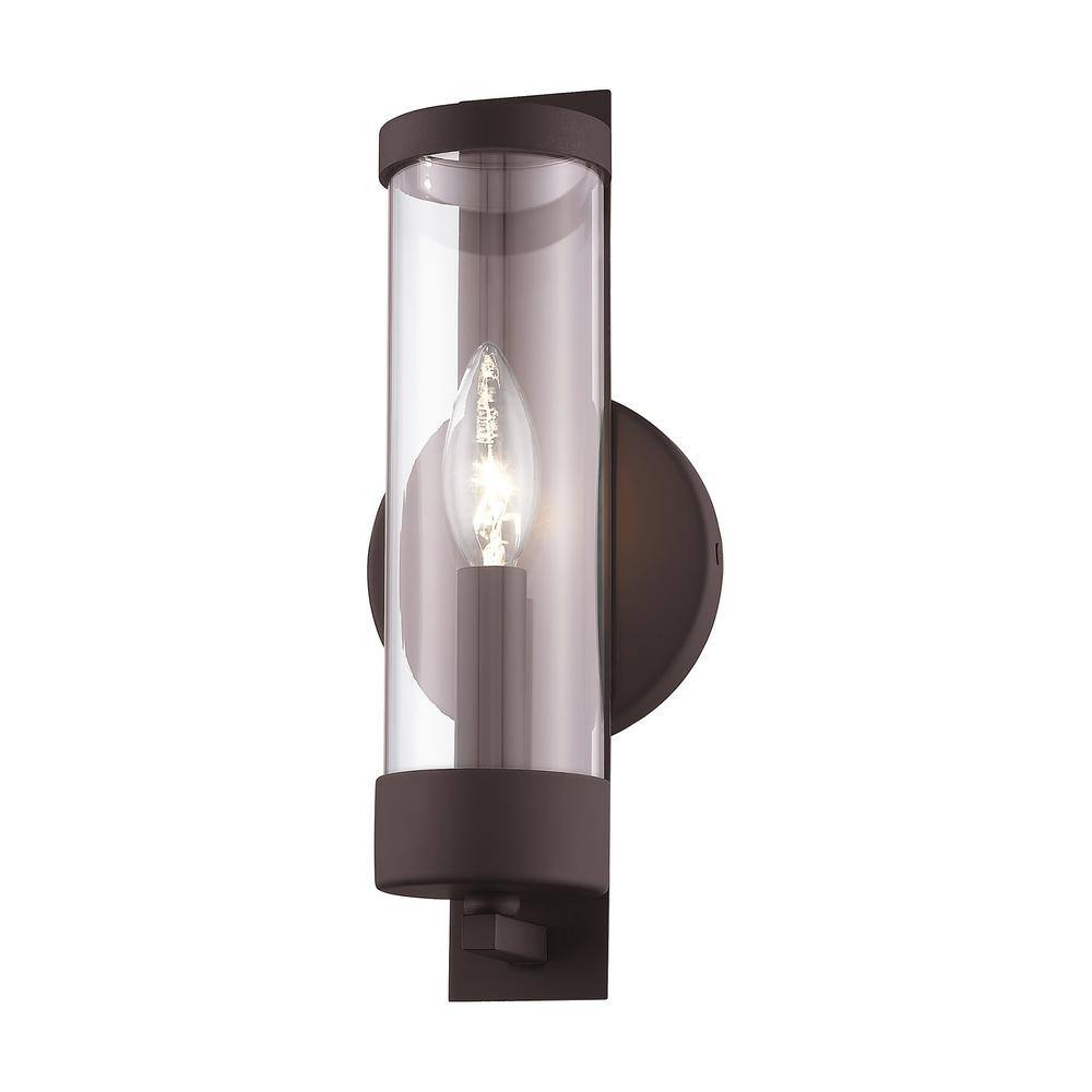 Castleton Modern Bronze Wall Sconce with Clear Glass