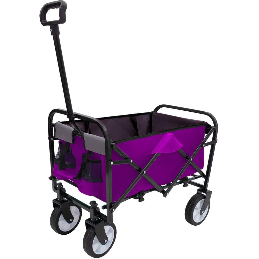9.8 cu. ft. Purple Fabric Folding Garden Cart Utility Wagon Grocery Cart with Strap for Camping Shopping Fishing price history on PriceWatchPro