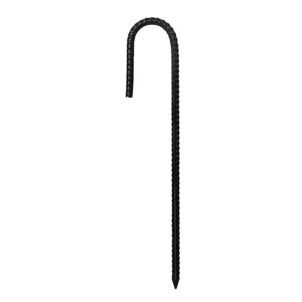 Angel Sar 16 in. Black J Hook Heavy Duty Rebar Stakes for