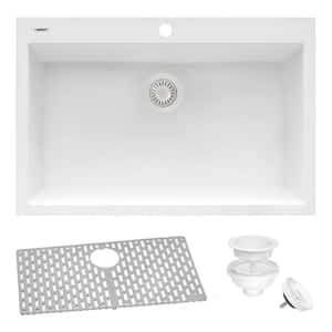 epiGranite Arctic White Granite Composite 27 in. x 20 in. Single Bowl Drop-In Kitchen Sink