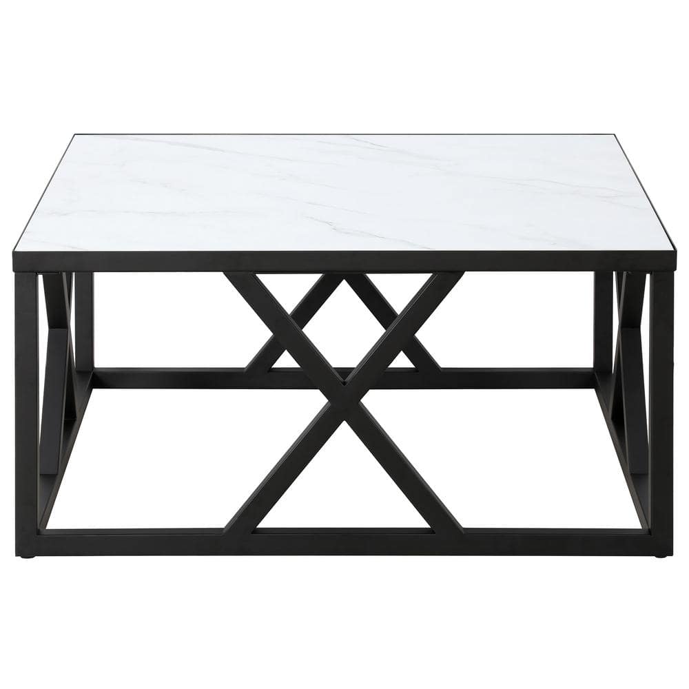 Jedrek 35'' Square Blackened Bronze Faux Marble Coffee Table