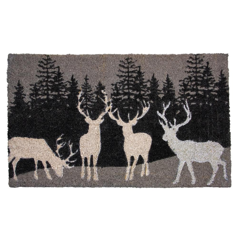 NACH Deer in The Woods Entryway Door Mat, 100% Rubber Doormat, Silver  Finish (18x30 in), FW-7056