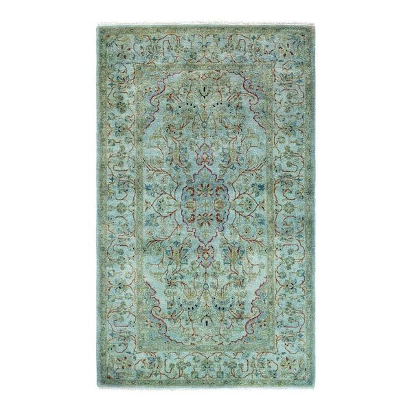 Overdyed Blue 3 ft. x 5 ft. Solid Wool Indoor Area Rug