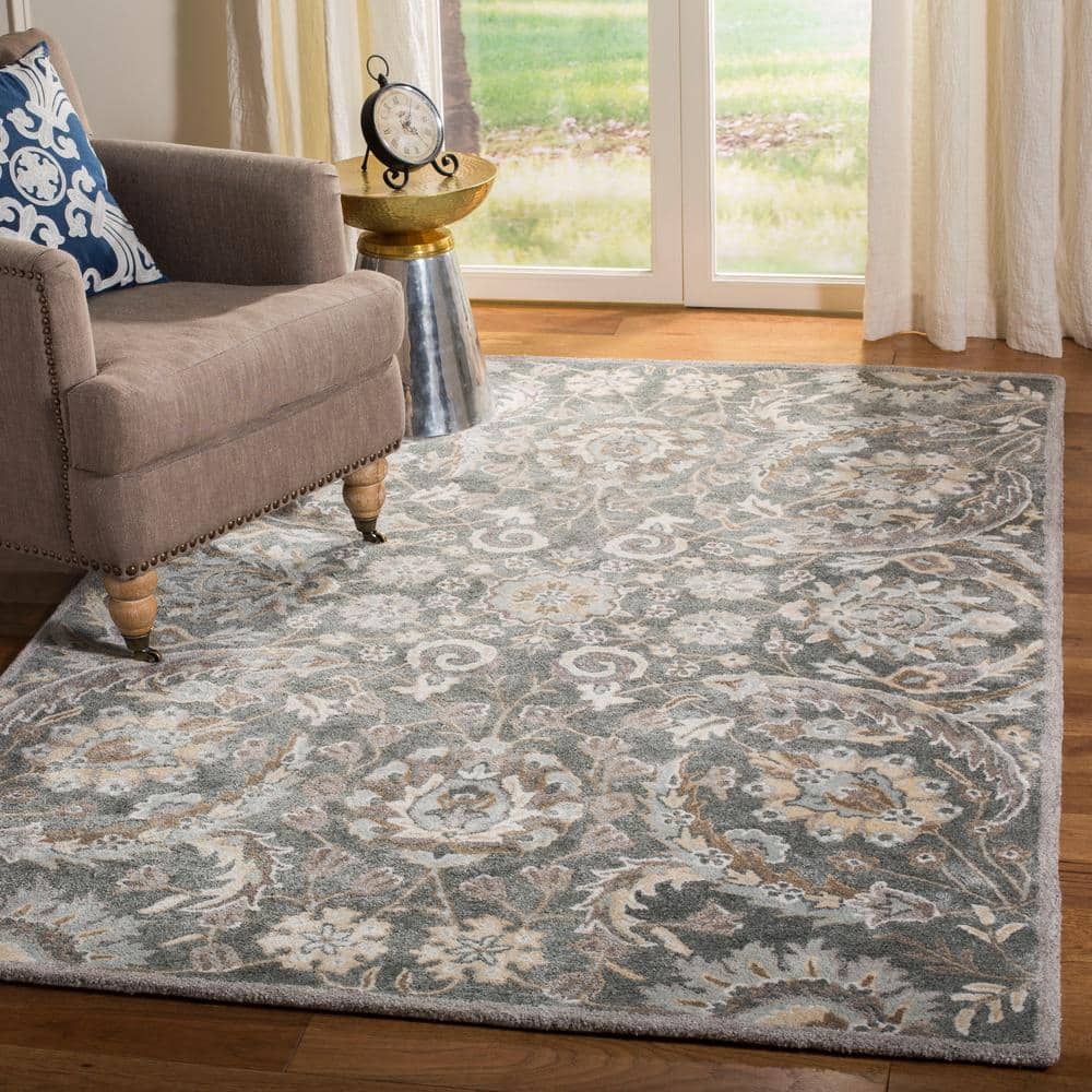 Bella 4' x 6' Gray and Multi Hand-Tufted Wool Rug