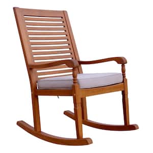 Nantucket Wood Outdoor Rocking Chair with Grey Cushion