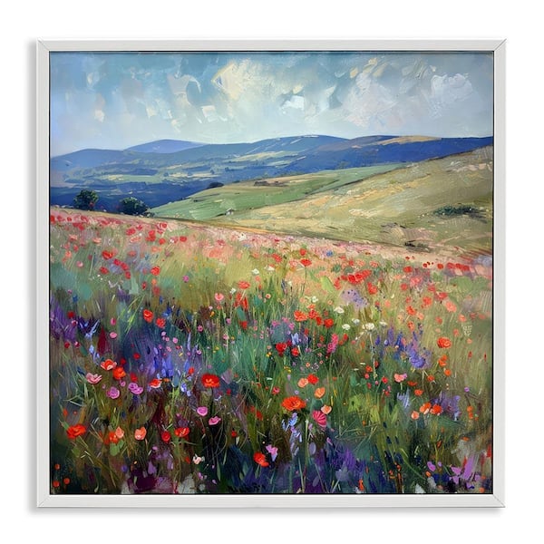 Rolling Meadow Flowers by Raymond Powers White Framed Nature Giclee Art Print 12 in. x 12 in.