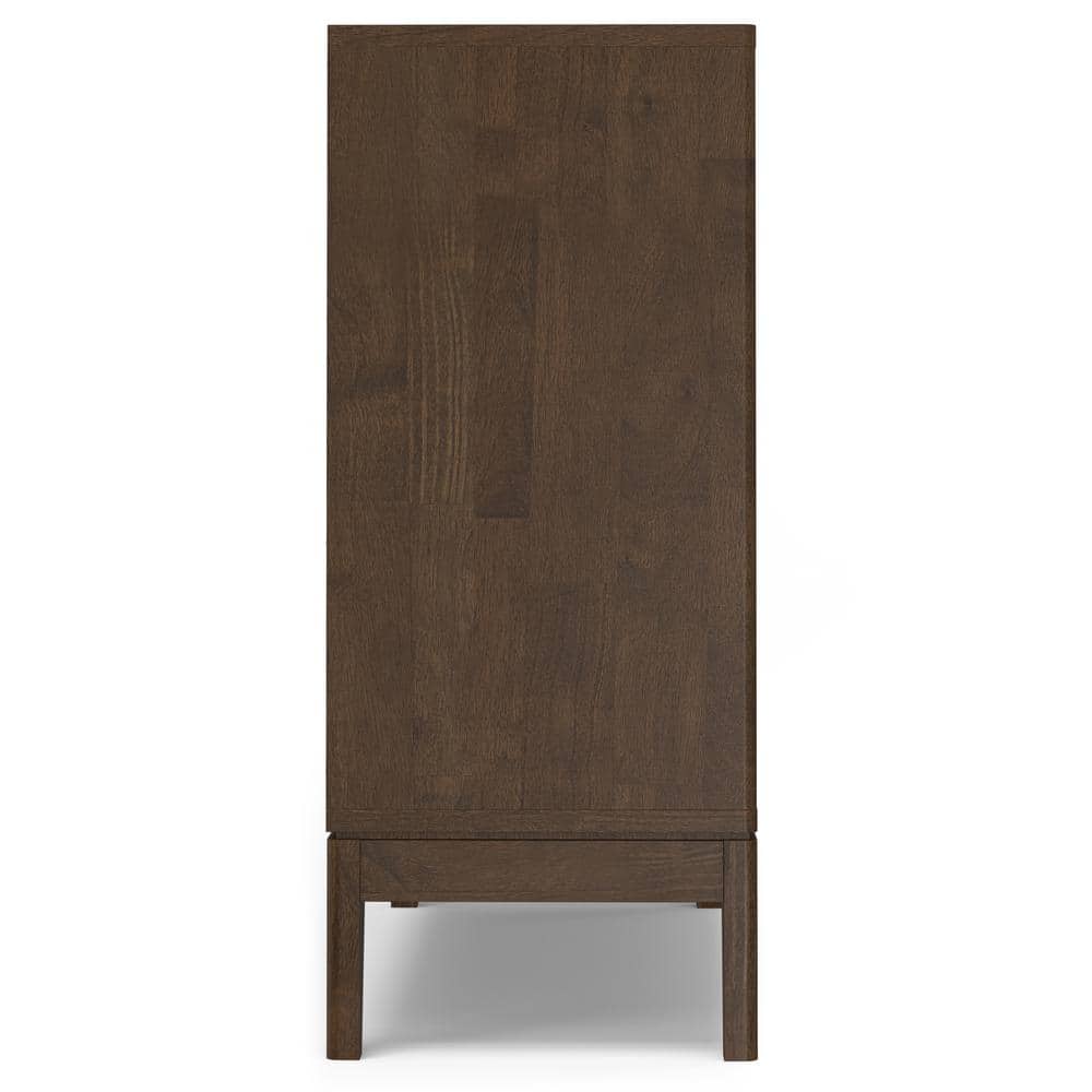 Walnut Brown Solid Wood Freestanding Office Cabinet with Adjustable Shelving