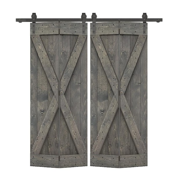 CALHOME 72 in. x 84 in. X Pre Assembled Weather Gray Wood Double Solid