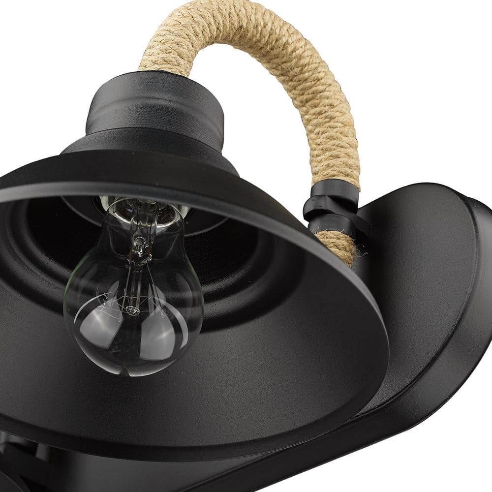 Journey 17'' Black and Rope Industrial Vanity Light