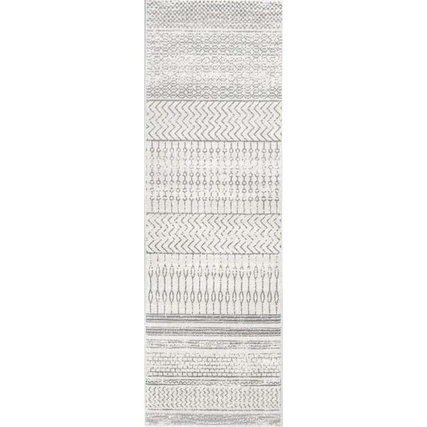 Home Decorators Collection Nova Stripes Gray 2 ft. x 10 ft. Runner Rug