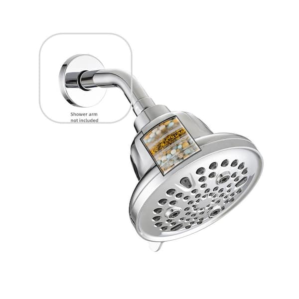 YASINU 7-Spray Patterns 5.5 in. Wall Mount Rain Fixed Shower Head in Chrome