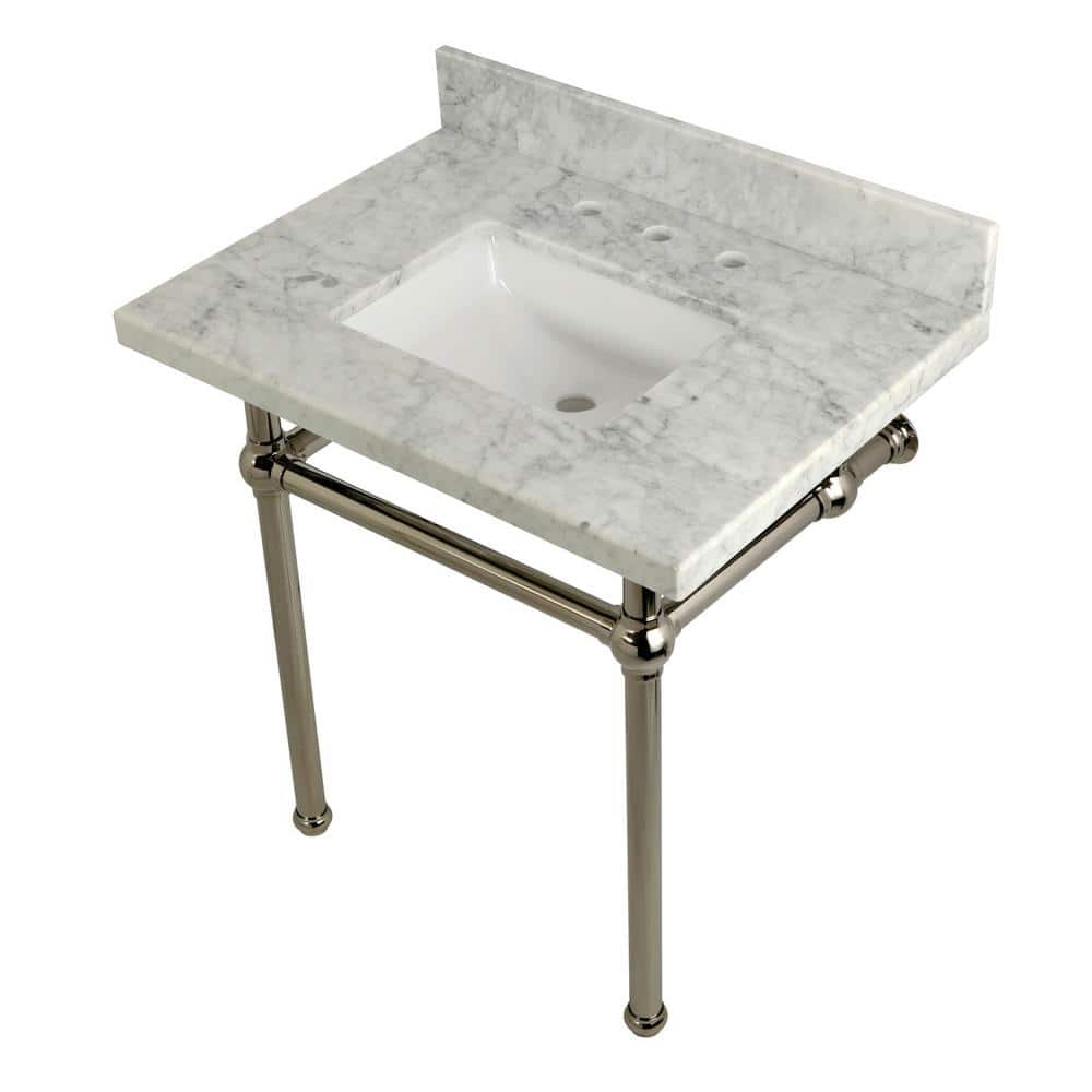 Kingston Brass SquareSink Washstand 30 in. Console Table in Carrara