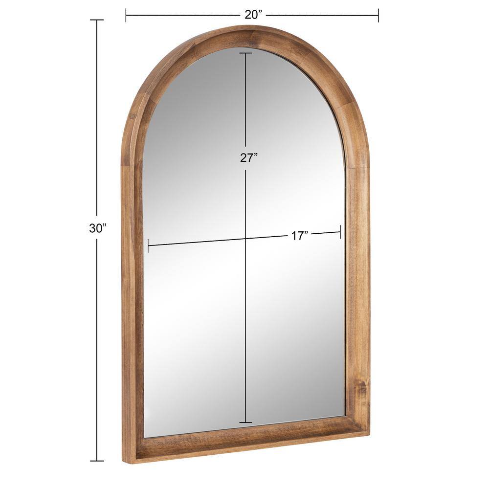 Rustic Brown Arched Wood Wall Mirror for Bathroom Vanity