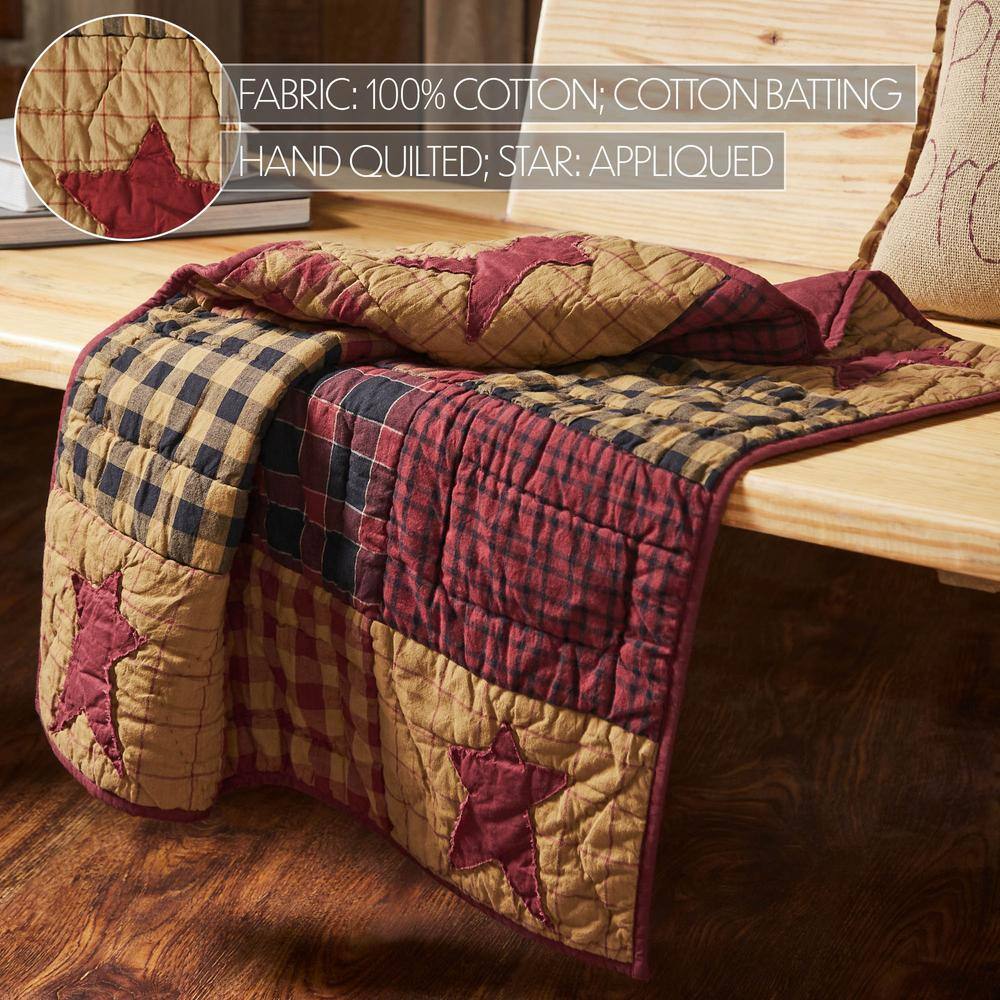 Burgundy and Beige Cotton Quilted Lap Throw 30x30