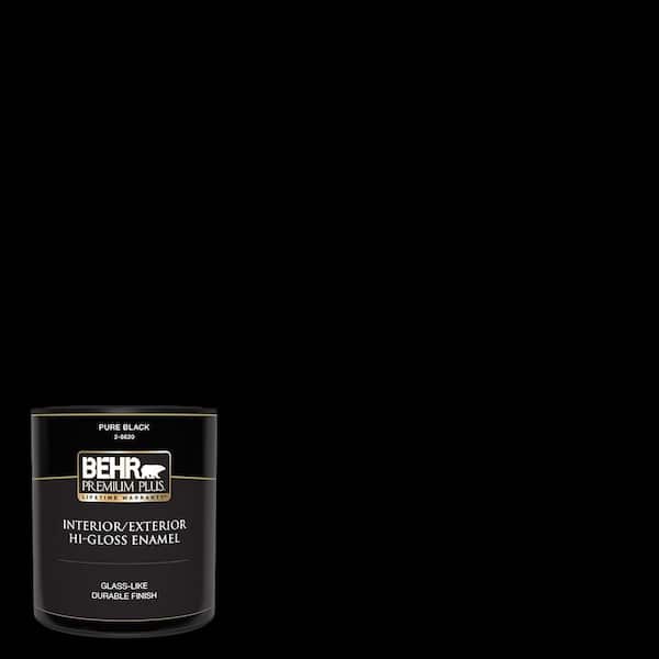 BEHR PREMIUM PLUS 1 qt. Black Hi-Gloss Low VOC Interior/Exterior Paint