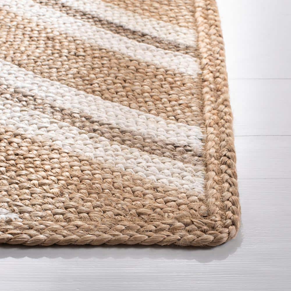 Ivory Geometric 27'' Flat Woven Cotton Area Rug