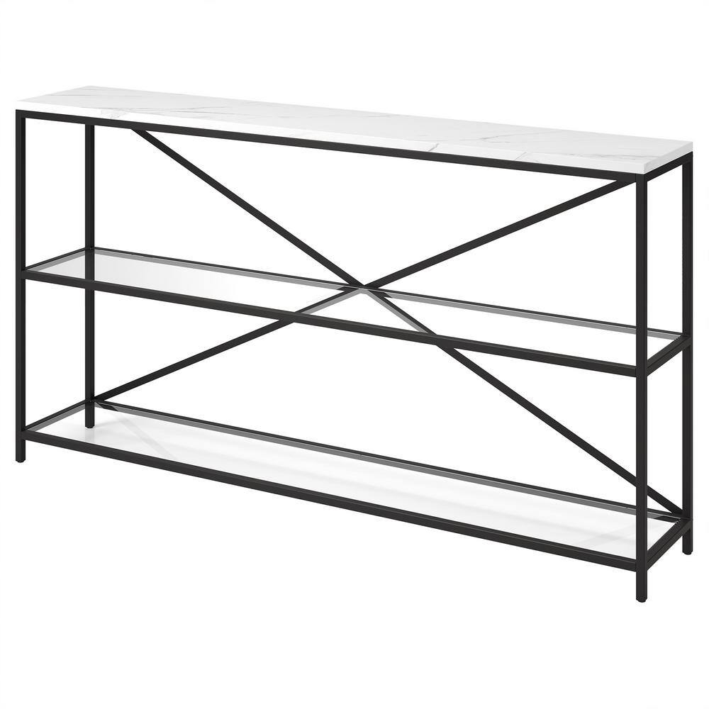 Fionn 55" Blackened Bronze Console Table with Faux Marble Top