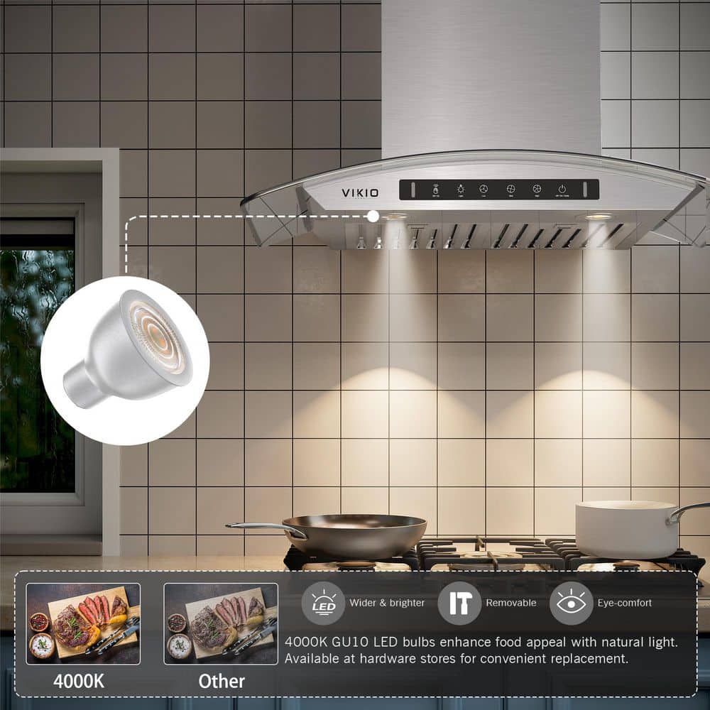 30-Inch Silver Stainless Steel Wall Mounted Range Hood with Charcoal Filter